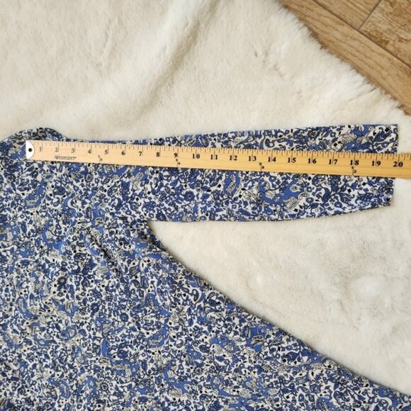 Old Navy Womens  Long Sleeve Woven Swing Dress Blue Paisley Cottage Flir… - Picture 9 of 11